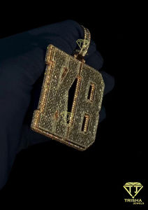 Pendentif lettre en couches coupe émeraude VVS Lab Grown Glacé Lettre de l'alphabet personnalisé Pendentif Hip Hop en argent sterling 925 - Product Image 3