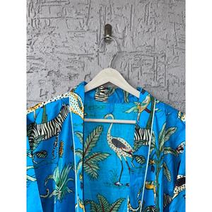 เสื้อคลุมอาบน้ำผ้าฝ้าย100% พิมพ์ลายสัตว์อินเดียทำด้วยมือชุดกิโมโนแบบมีตะเข็บชุดใส่ว่ายน้ำสำหรับฤดูหนาว/ฤดูร้อนฟรีไซส์ - Product Image 2