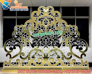 Vente en gros d'arches en métal 4D pour décoration de scène de mariage Arches en métal doré pour réception de mariage de nuit Scène de réception occidentale moderne - Product Image 3