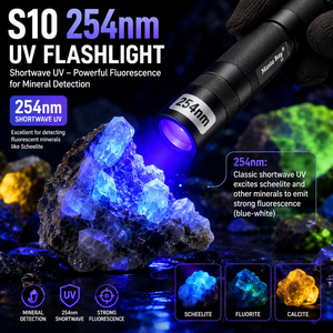 Lampe torche UV-C haute puissance S10 5W, lumière UV profonde 255nm, indice de protection IP66, batterie rechargeable 18650, pour la détection de roches fluorescentes et le <span class=keywords><strong>camping</strong></span> - Product Image 1