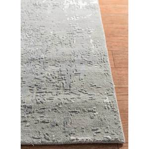 Tapis noué à la main Uvenuti en laine et soie de bambou à motif abstrait gris et noir pour la décoration de la maison, du salon et du couloir, hauteur de poils moelleux - Product Image 4