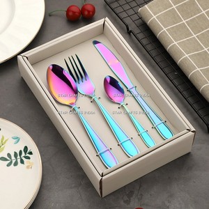 Cocina de lujo Viaje Oro Rosa Cuchara Tenedor Acero inoxidable Restaurante Metal Oro Rosa Cubiertos de metal sólido Se - Product Image 2