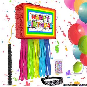 Joyeux anniversaire Pinata accessoires de jeu de fête d'anniversaire pour enfants avec bâton enfants <span class=keywords><strong>adulte</strong></span> décoration de fête d'anniversaire Pinata jouets - Product Image 1