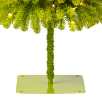 Sapin de Noël artificiel pré-éclairé unique en vert épicéa avec lumières LED blanches chaudes pour la décoration des vacances