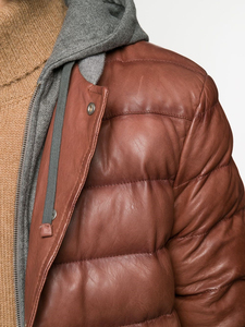 Veste d'hiver pour homme 2026 CLASSIC INVENTORS en cuir véritable bordeaux, imperméable, respirante, coupe slim, col montant, fermeture éclair - Product Image 4