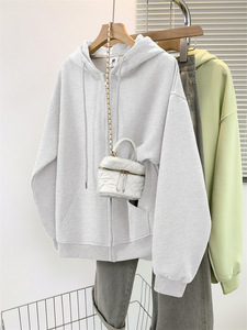 Sweat à capuche en molleton pour femme Pull uni décontracté avec broderie personnalisée Sweatshirts à capuche zippés OEM pour femmes Expédition DDP - Product Image 5