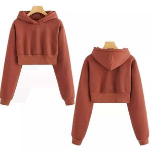 Womens winter crop hoodie breathable fleece fabric <b>drop</b> shoulder oversized style - Product Image 5