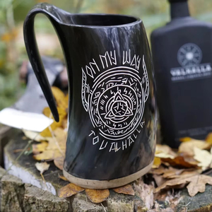 Auténtica Taza Vikinga Ecológica de Cuerno de Búfalo Hecha a Mano, Grado Alimenticio, Estilo Medieval, Religiosa, Feng Shui, Taza de Cerveza con Diseño Animal - Product Image 1