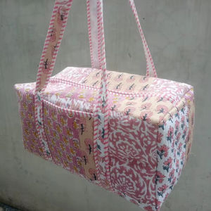 Borsa da Viaggio HANDBLOCK in Stile Sportivo, Trapuntata in Cotone, Pieghevole con Cerniera, Design Geometrico Bohémien - Product Image 4