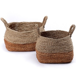 Sea Grass Woven Handmade Storage <b>Basket</b> With Handle Rattan Woven Decorative Stylish Planter <b>Baskets</b> ,<b>Basket</b> For Multipurpose - Product Image 1
