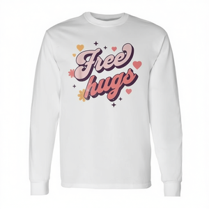 Camiseta Retro Vintage de Manga Larga con Diseño Estético de Abrazos para Eventos Promocionales, Día del Abrazo Libre - Product Image 2