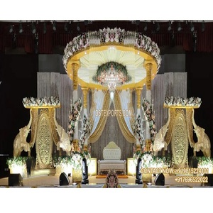 Decoración Tradicional de Mandap para Bodas con Temática de Elefantes, Decoración de Mandap para Bodas al Aire Libre, Elegante Decoración de Mandap para Bodas Hindúes - Product Image 1