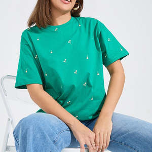 Wholesale Custom Made 100% Cotton Women's T Shirt Sexy Formal Custom Logo Print Short Sleeve O Neck Style Eco-Friendly Summer - Product Image 3