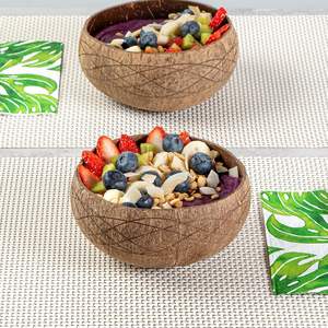 Bol à smoothie au coco sculpté à la main, motif rivière, pour aliments chauds et froids, vaisselle durable, vente en gros - Product Image 4