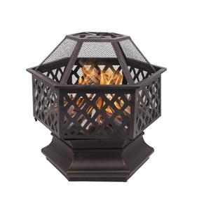 Noir métal foyer extérieur jardin chaud cheminée ensemble hexagone conception motif personnalisé pour la maison salon décor - Product Image 1