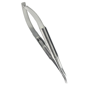 Portaagujas quirúrgico curvo de acero inoxidable, instrumento manual de alta precisión, pulido mate, para uso ORL, CE - Product Image 1