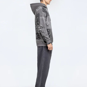 Sudaderas con capucha de algodón con estampado para hombre personalizado de pañuelo de lana de invierno con bloques estampados de Cachemira y servicios personalizados OEM - Product Image 2