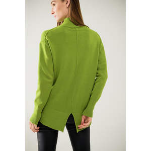 Cárdigan Verde Holgado para Mujer, Transpirable, Fino, de Punto, con Estampado y Decoración Bordada en la Abertura Trasera - Product Image 2