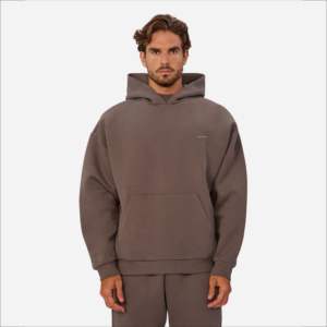 Iota เสื้อฮู้ดกีฬาแบบสวมหัวมีฮู้ดแบบกำหนดเองโลโก้ปักลายแบบไหล่ตกไซส์ใหญ่พิเศษสำหรับผู้ชาย - Product Image 4