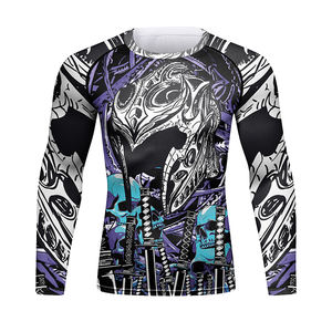 Rash Guard de manga larga para hombre, ropa de compresión de punto de algodón 100%, equipo de agarre totalmente sublimado a la venta - Product Image 2