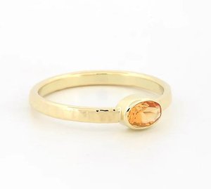 Bague de fiançailles pour femme en argent sterling 925 massif pierre de citrine naturelle coupe ovale lunette réglage or rempli marteau Texture fine - Product Image 3