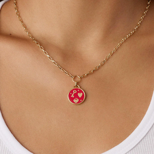 Collar con Colgante de Esmalte Colorido Delicado con Símbolos Significativos Chapado en Oro de 18k de Alta Calidad Personalizado LUCKYJIU para Mujer - Product Image 3