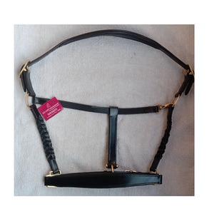 Halter respirant en cuir tressé noir de qualité supérieure - Product Image 1