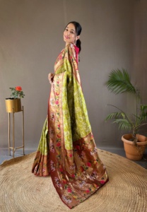 Designer Fancy Trend ing Outfit Hot Selling Best Lucknowi Konzept Weben <span class=keywords><strong>Saree</strong></span> Frau Mode Exporteur - Product Image 3