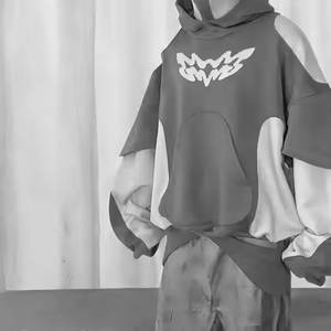 Streetwear Panel <b>Work</b> Pullover Wholesale Custom <b>Hoodies</b> With Distress Embroidery Design <b>Men's</b> basics Hoodie - Product Image 4