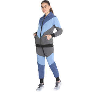 Ensemble deux pièces pour femmes, couleur unie, manches longues, fermeture éclair, col montant, survêtements de sport décontractés - Product Image 2