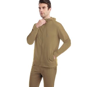 Ensemble de survêtement pour homme à capuche, hiver, 2 en 1, fermeture éclair, uni, 100% coton, grande taille, séchage rapide, respirant, fabriqué au Pakistan - Product Image 2