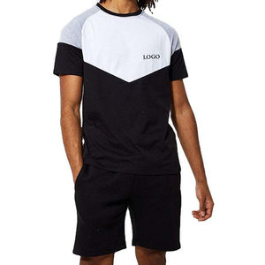 Ensemble 2 pièces graphique personnalisé en usine t-shirt et short en tricot pour hommes Logo imprimé économique Style d'été décontracté - Product Image 1
