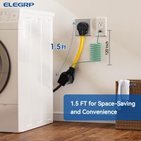 Cordon adaptateur pour sèche-linge ELEGRP conforme à la norme UL, 1,5 pied, 4 broches pour maison neuve vers 3 broches pour sèche-linge ancien, 30 ampères 250V 180 °   Prise rotative
