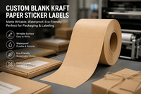 Maßgefertigte A4 Braune Kraftpapier-Aufkleberbögen, Matte Beschreibbare Selbstklebende Etiketten für Tintenstrahl- und Laserdruck sowie Verpackungen