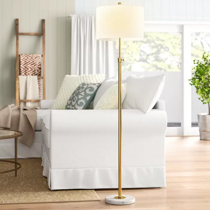 Luxury Design Iron Floor Lamp Gold Frame Marble Base White Shade Floor Lamp Hot Sale Best Quality Indian Metal Floor Lamp