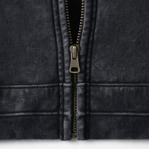 Sudadera con capucha vintage para hombre, con cremallera completa, de forro polar grueso, estilo oversize, con lavado ácido, estilo streetwear, lisa - Product Image 6