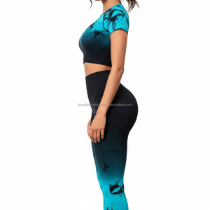 Conjunto de Yoga Personalizado OEM para Mujer, Top Corto de Manga Larga con Orificio para el Pulgar y Leggings de Cintura Alta, 2 Piezas, Traje Deportivo para Gimnasio - Product Image 5