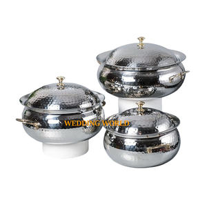 Ensemble de trois marmites martelées de haute qualité, faites à la main, design de créateur, pour les mariages, les fournitures alimentaires, marmites décoratives en métal - Product Image 1