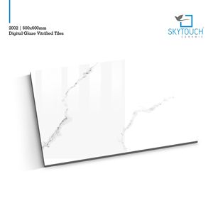 600X600MM ELEGANT CRISTAL BLANC GRIS LIGNE DE SOL EN PORCELAINE POLIE DE HAUTE QUALITÉ INDE POUR SALON Fabricant leader exportateur - Product Image 2