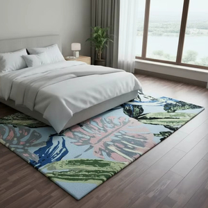 Tapis moderne en laine fait main multicolores doux et touffetés à la main pour la chambre à coucher, la chambre d'enfant - Product Image 1