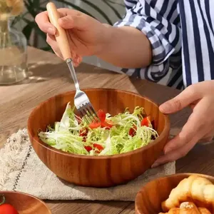 Bol à salade artisanal en bois de mangue extra large moderne de haute qualité avec cuillères pour l'exportation mondiale disponible au meilleur prix - Product Image 3