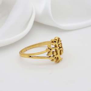 Brass Tree <b>Ring</b> 18k Gold Plated Spiritual Delicate <b>Open</b> Band Wholesale <b>Ring</b> For Women - Product Image 2