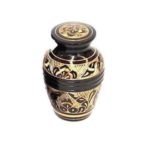 Urna de recuerdo de latón exclusiva, recuerdo de cremación grabado, urna de cenizas conmemorativas, urna funeraria de nuevo diseño negra dorada - Product Image 1