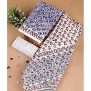 Women's Heavy Cotton Shalwar Kameez with Kota Doriya Dupatta Indian and Pakistani Style <b>Block</b> <b>Print</b> Wedding Dress - Product Image 1