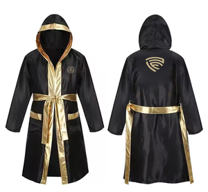 2025 batas elásticas de poliéster hechas a medida abrigos de Bata de boxeo con impresión de logotipo personalizado - Product Image 2