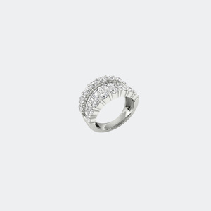 4.00CTW Baguette Round Mixed Set Triple Row <b>Statement</b> <b>Ring</b> - Product Image 5