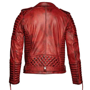 Chaqueta de hombre OEM personalizada, 100% cuero de oveja genuino, acabado encerado antiguo, forro de poliéster suave, resistente, con doble botonadura y cremallera. - Product Image 2