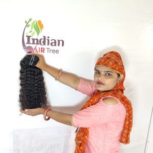 Faisceaux d'apparence naturelle vierge bouclée non traitée de couleur noire pour femmes tissage vietnamien à double trame à la machine cheveux humains à vendre - Product Image 3