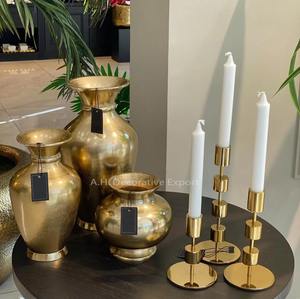 Florero de metal de diseño tradicional acabado dorado con acabado envejecido acento elegante para decoración temática al por mayor de La India - Product Image 3