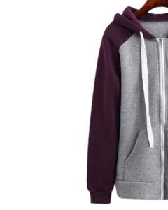 Sudadera con Capucha y Cremallera, Manga Raglán, Color Gris Morado, con Bolsillos Delanteros, Informal, Unisex, Suave, Cómoda, Estilo Urbano - Product Image 2